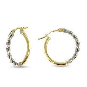 10K Two Tone Gold Kid's Twist Hoop Earrings