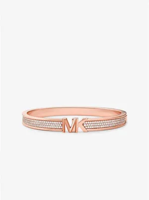 14K Rose Gold-Plated Brass Pavé Logo Bangle