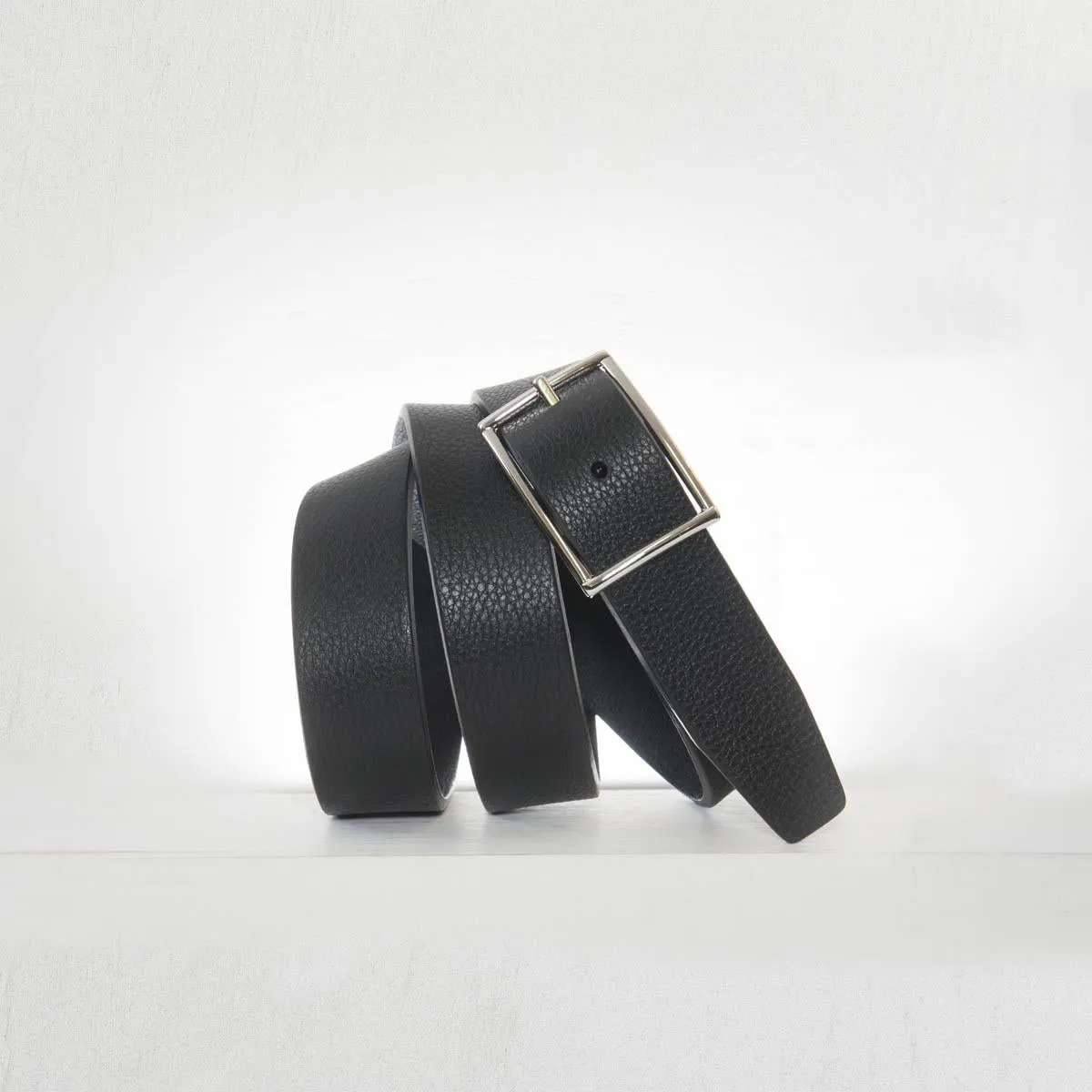 3.5cm Grained Leather Belt (Black)