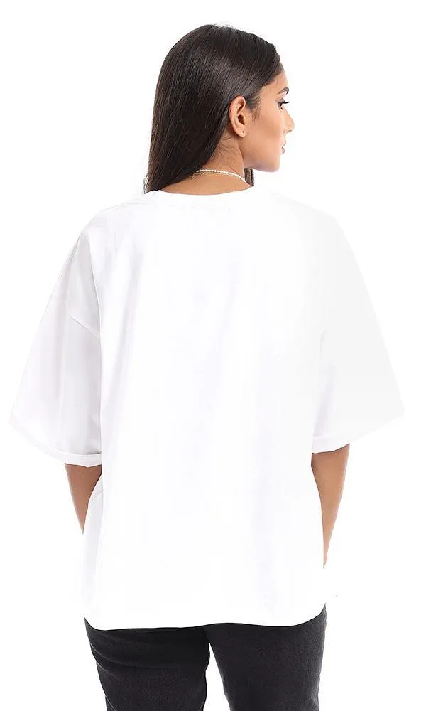 95355 "Just Always Beyoutiful" Printed Loose White Tee