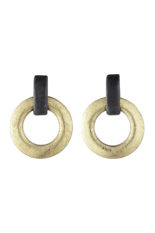 Acacia Wood and Gold Plated Interlocked Hoop Earrings