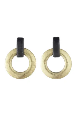 Acacia Wood and Gold Plated Interlocked Hoop Earrings