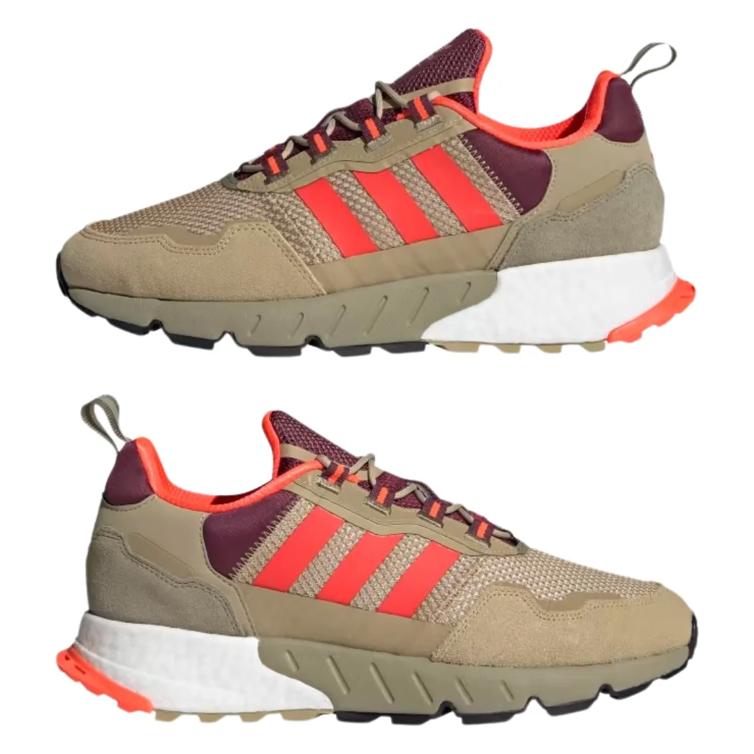 Adidas- Men`s ZX 1K Boost 'Beige Tone Victory Crimson' - Beige Tone / Solar Red / Victory Crimson