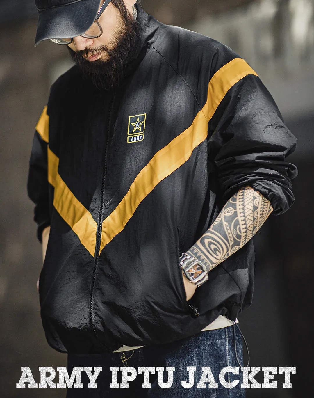 American Retro ARMY IPFU Contrast Color Sports Men's Jacket