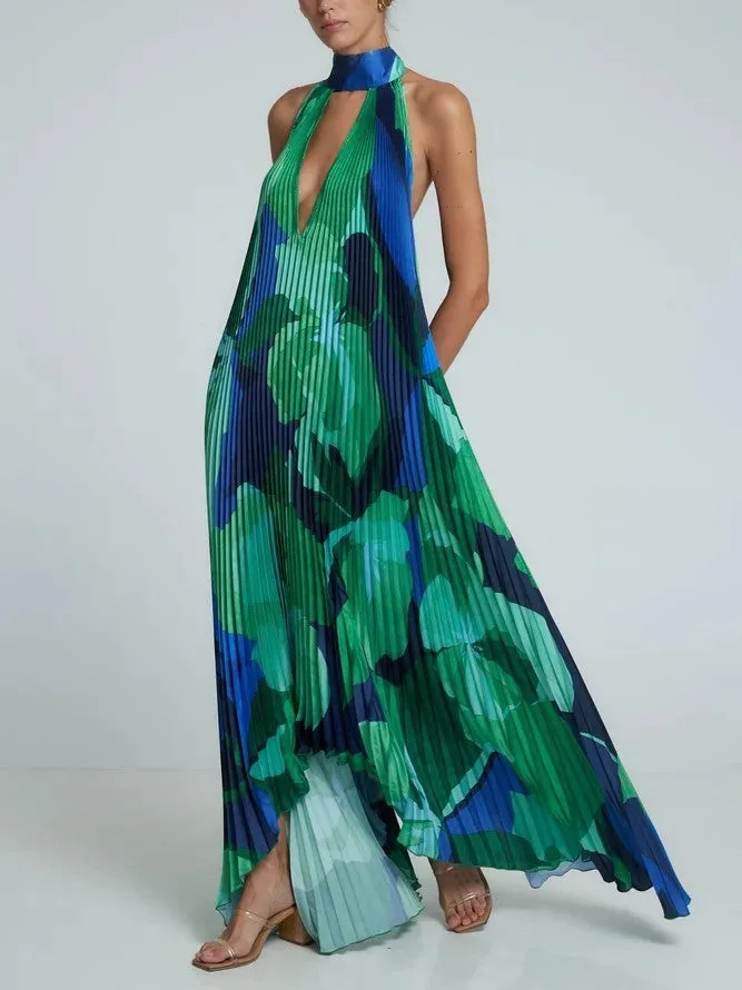 Aurelia™️ Halter Neck Maxi Dress