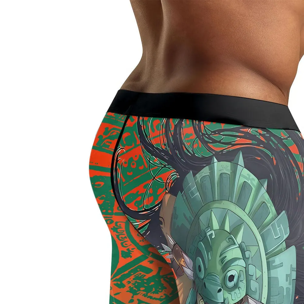 Aztec Iguana Warrior Men's Compression Leggings