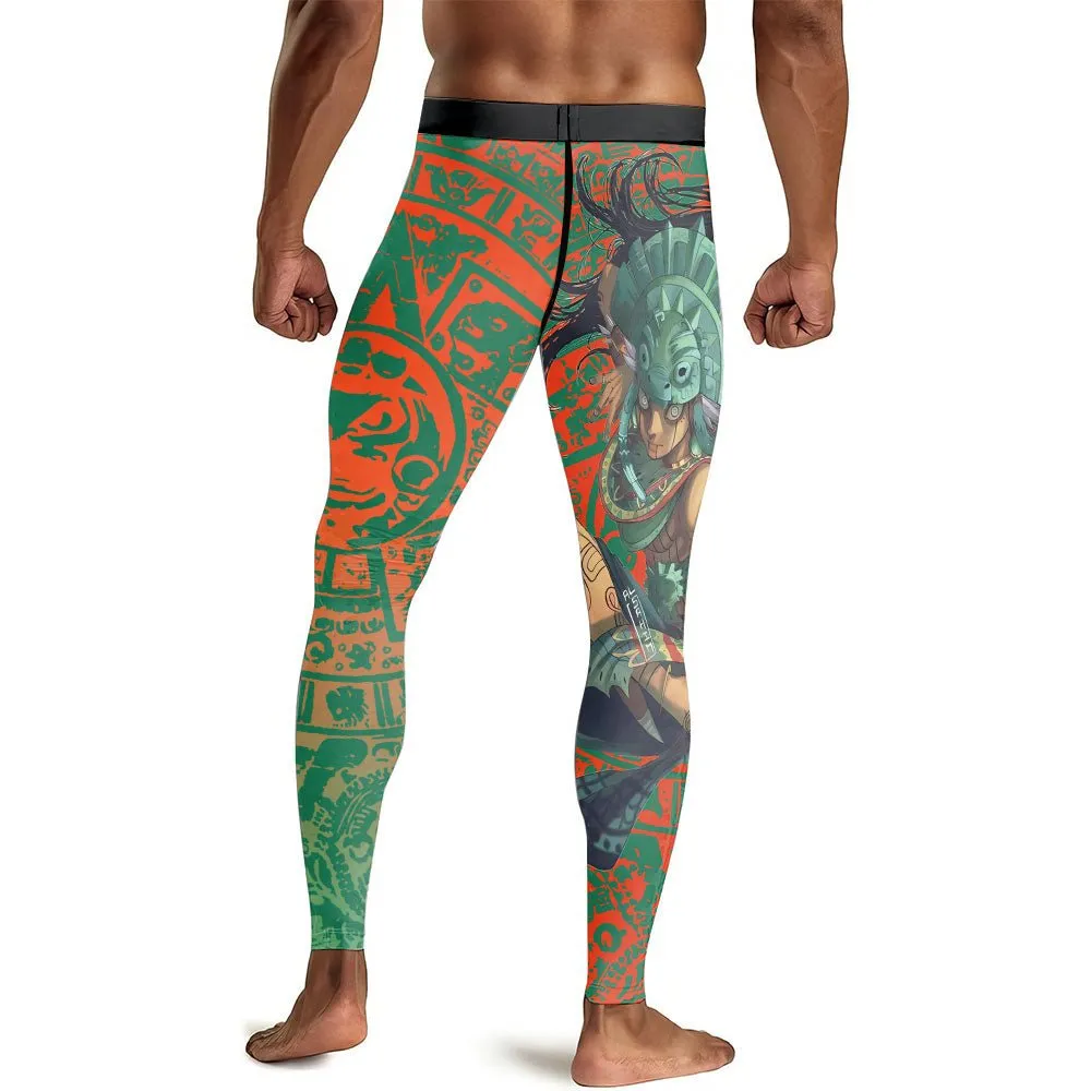 Aztec Iguana Warrior Men's Compression Leggings