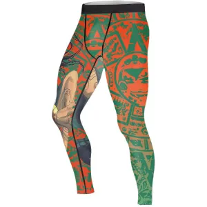 Aztec Iguana Warrior Men's Compression Leggings