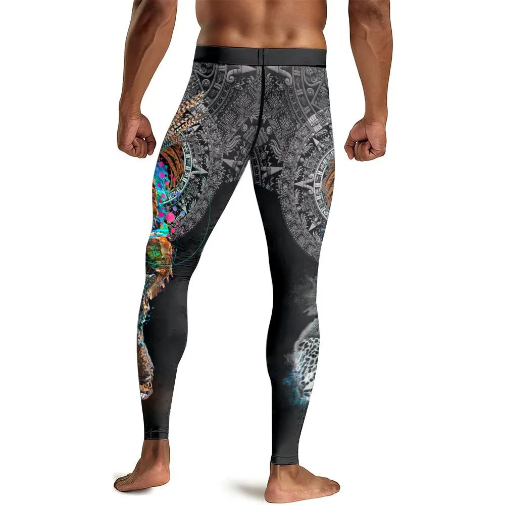 Aztec Jaguar Warrior Men's Compression Leggings