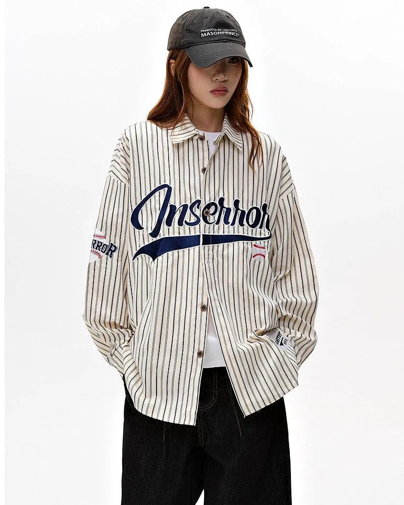 Baseball striped letter long-sleeved shirt jacket