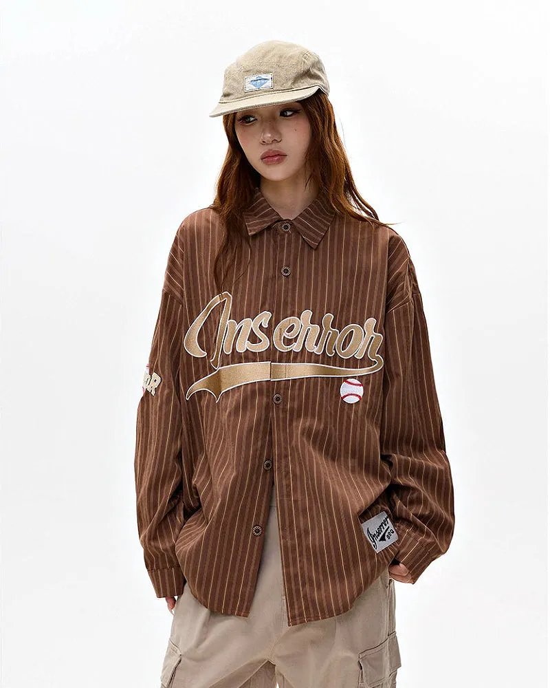 Baseball striped letter long-sleeved shirt jacket