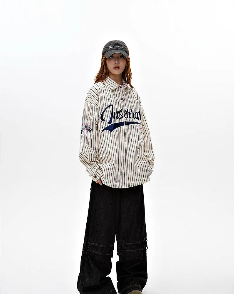 Baseball striped letter long-sleeved shirt jacket