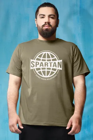 Basic Green Spartan Graphic T-Shirt (Plus Size) - S23 - MT0308P