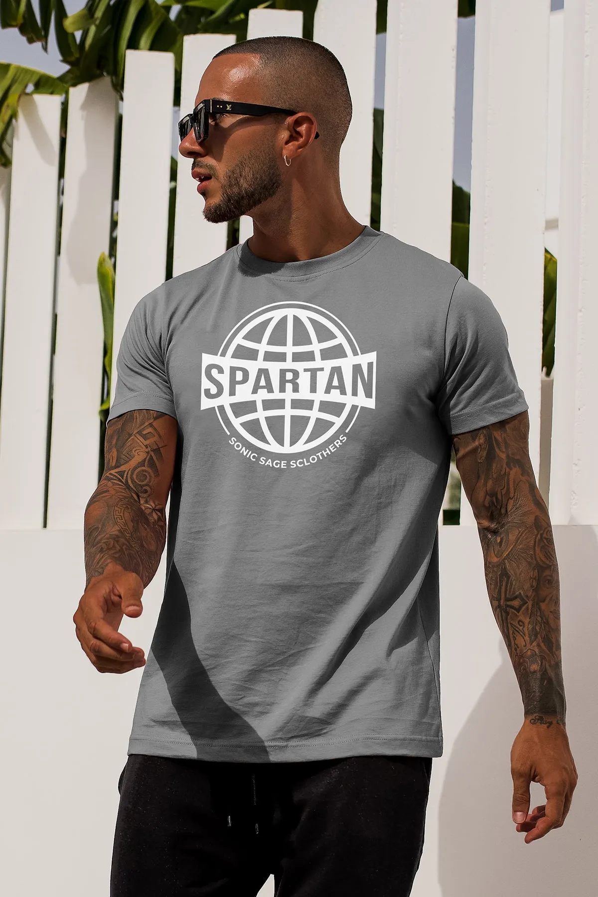 Basic Grey Spartan Graphic T-Shirt - S23 - MT0307R