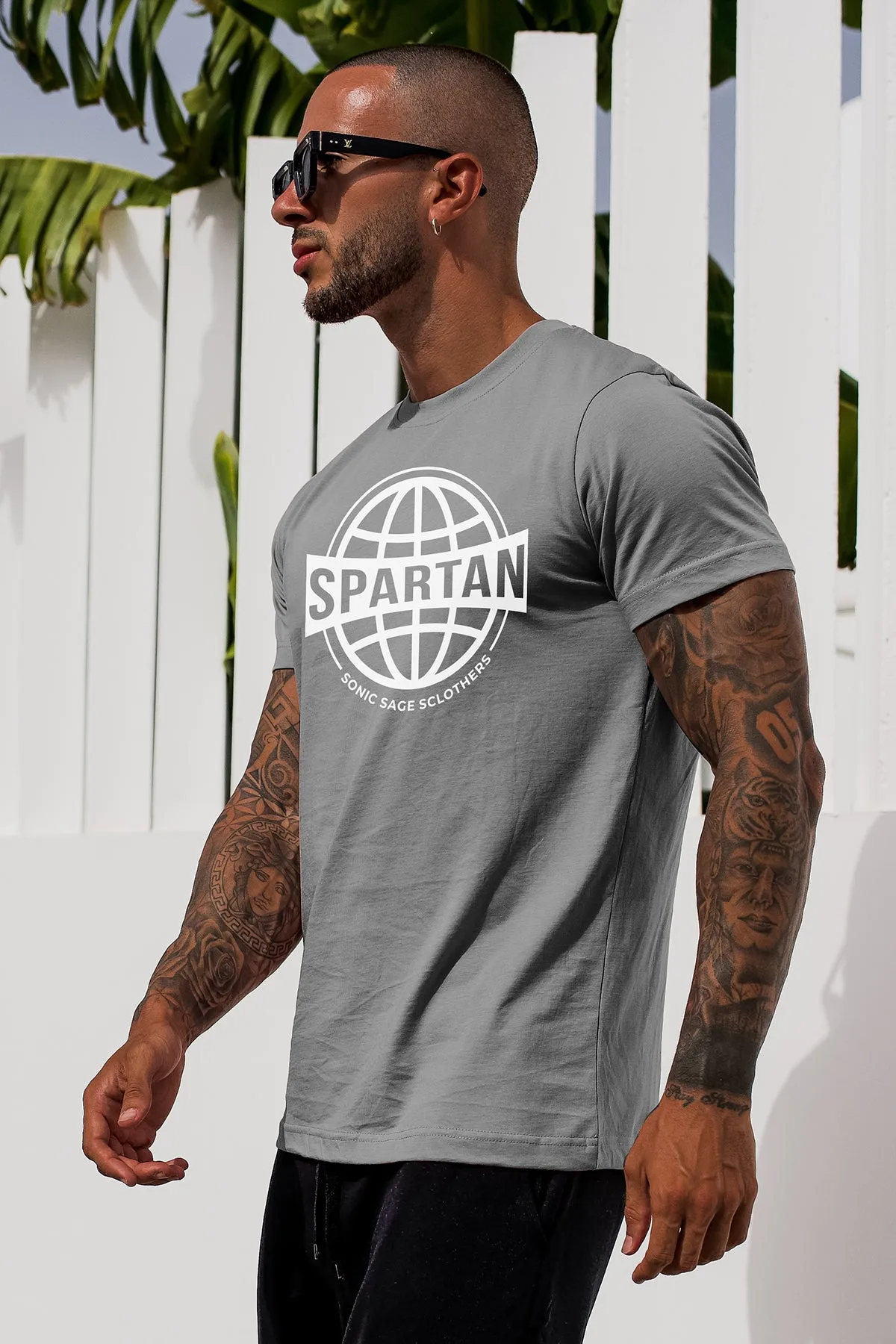 Basic Grey Spartan Graphic T-Shirt - S23 - MT0307R