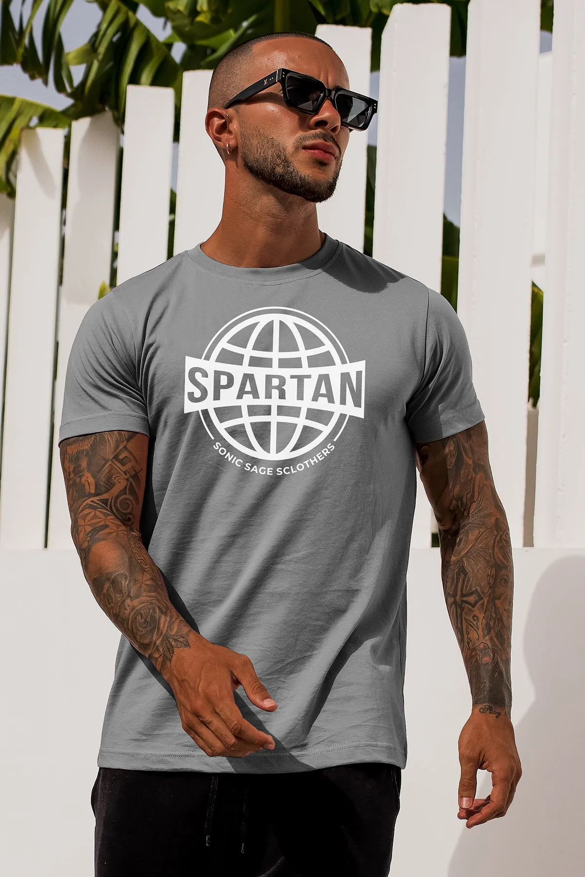 Basic Grey Spartan Graphic T-Shirt - S23 - MT0307R