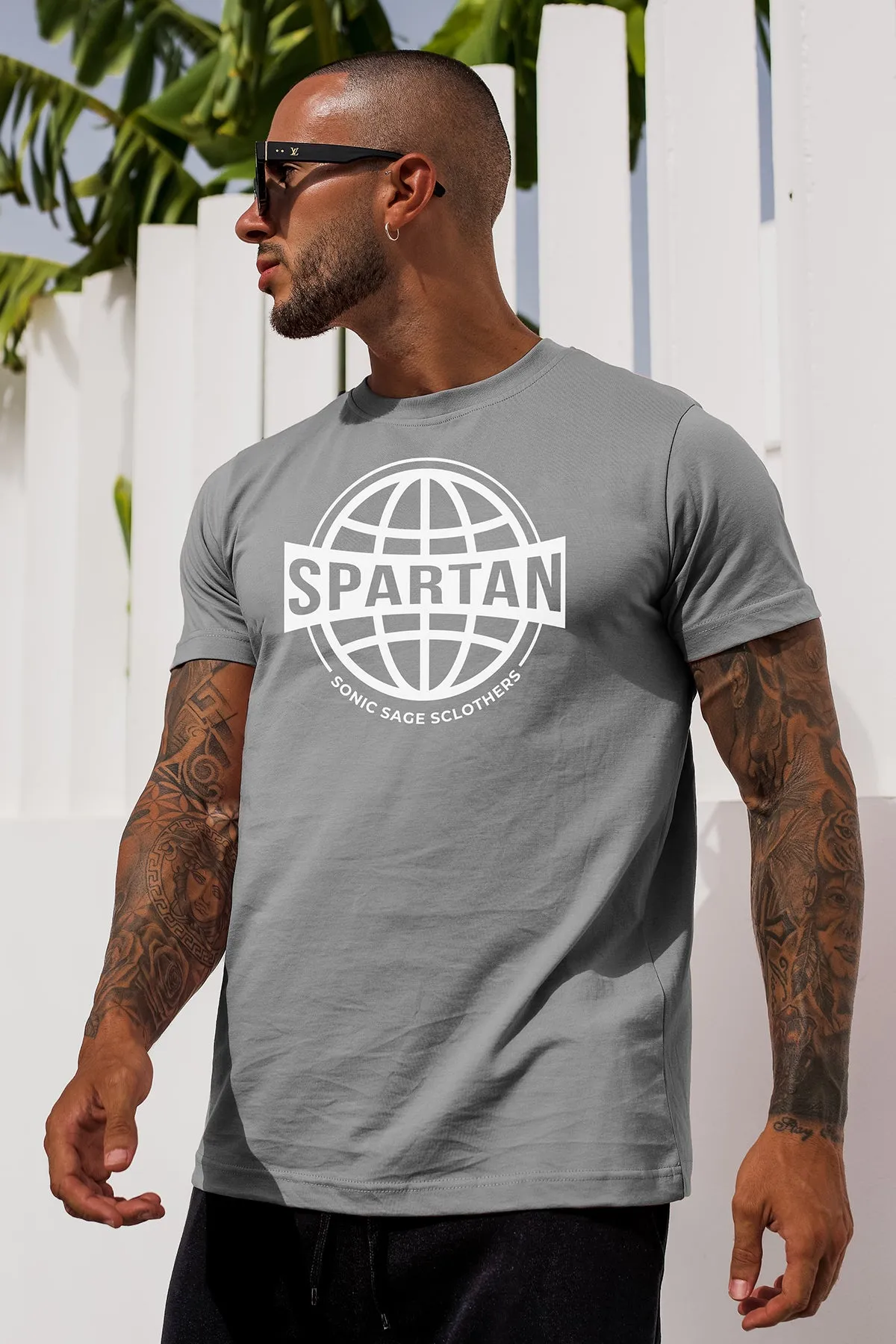 Basic Grey Spartan Graphic T-Shirt - S23 - MT0307R