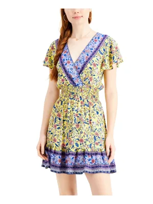 BEBOP Womens Flutter Sleeve Surplice Neckline Dress