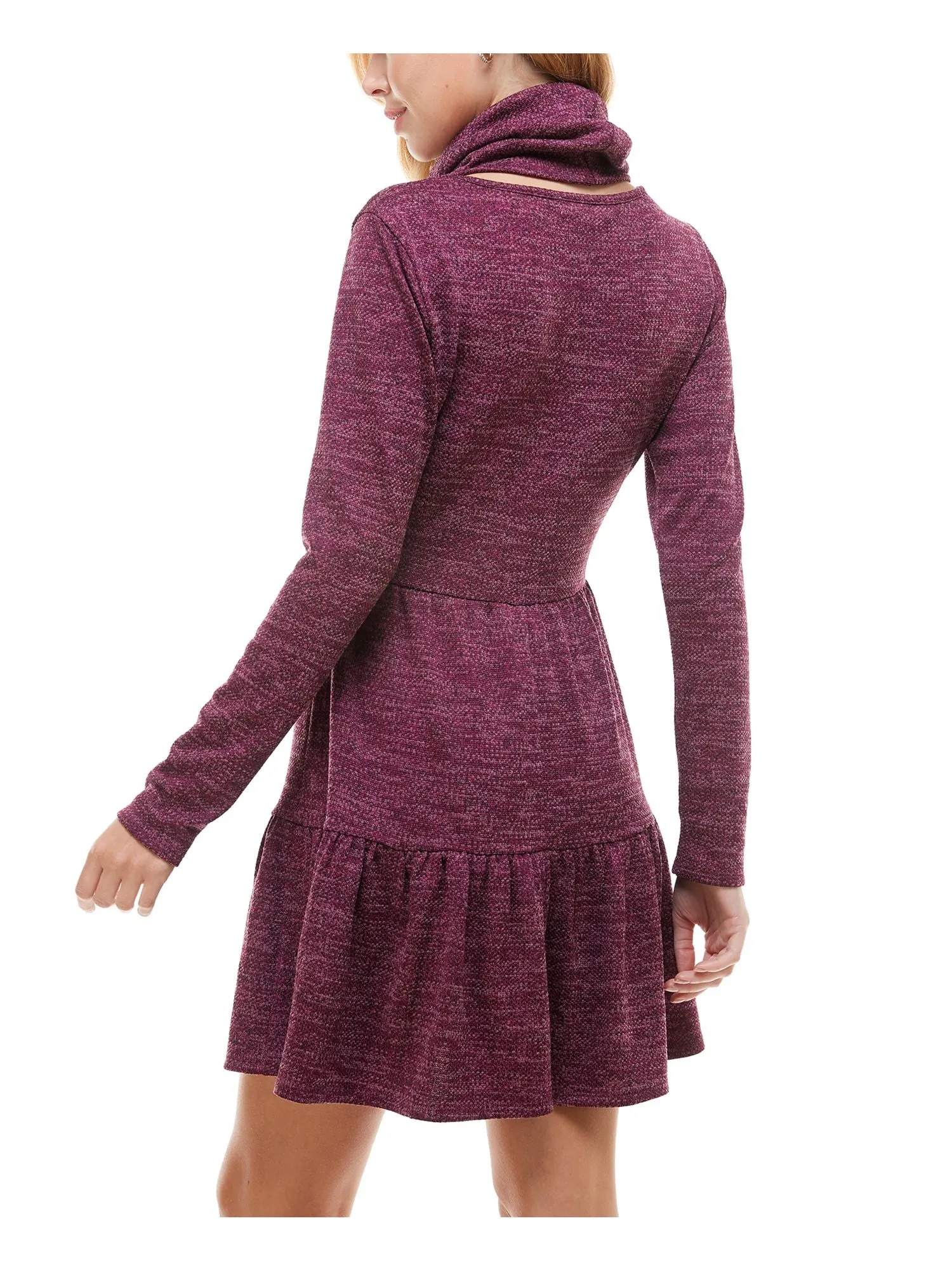 BEBOP Womens Maroon Heather Crew Neck Short Fit   Flare Dress