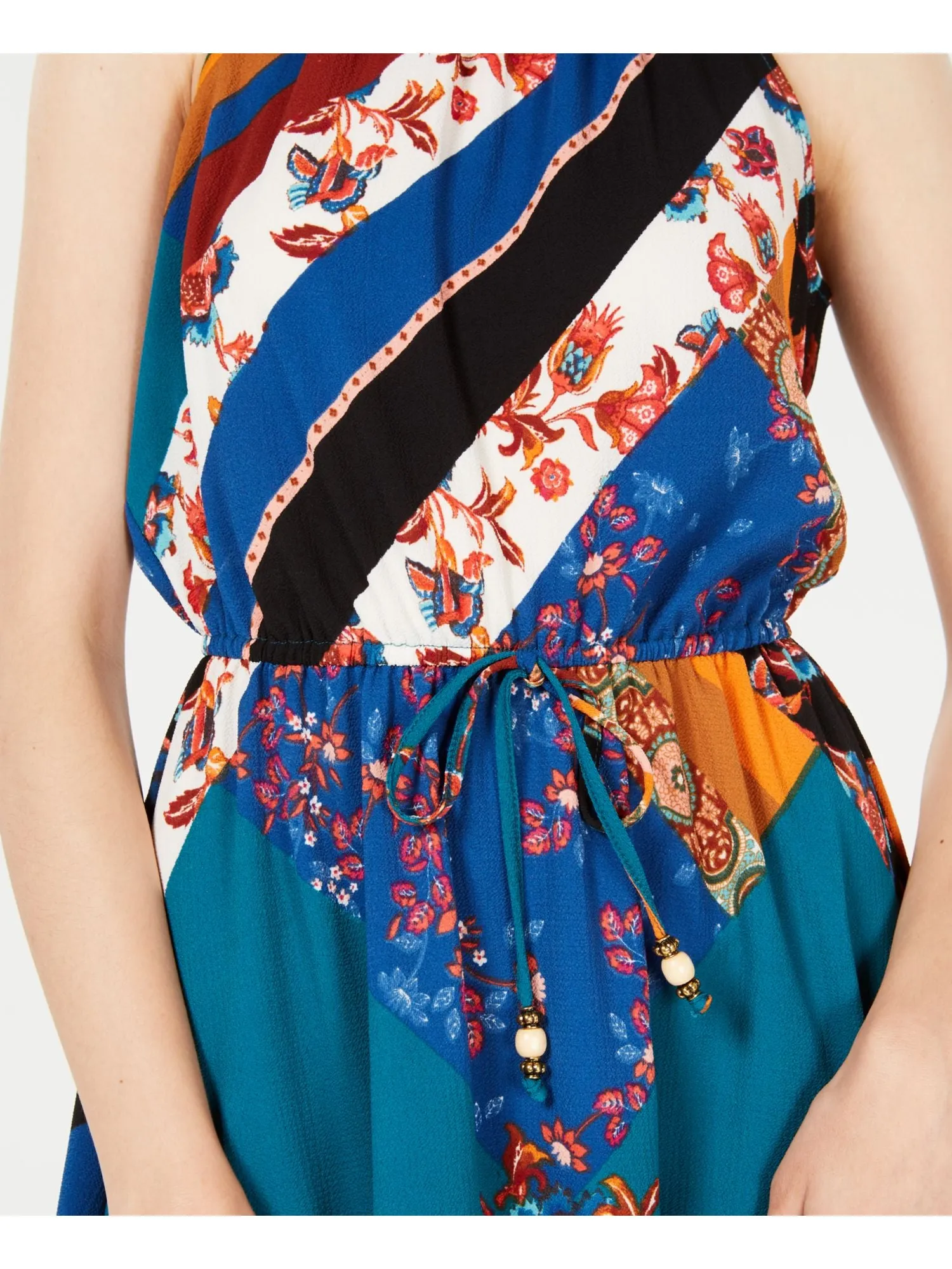 BEBOP Womens Printed Sleeveless Halter Maxi Sheath Dress