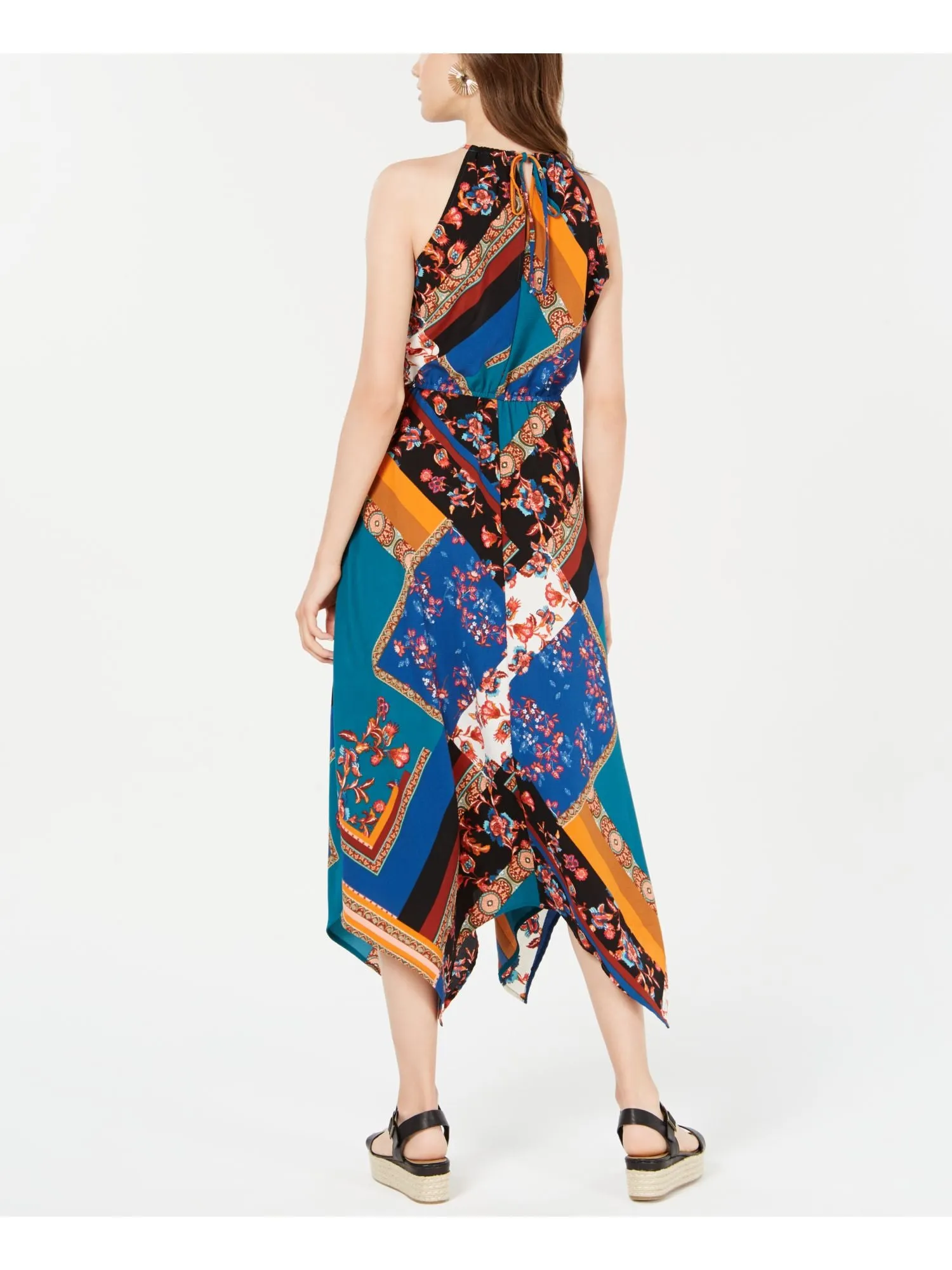 BEBOP Womens Printed Sleeveless Halter Maxi Sheath Dress