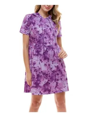 BEBOP Womens Tie Dye Short Sleeve Above The Knee Dress