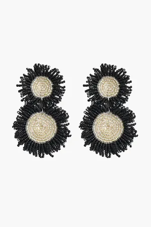 Black and Silver Beaded Statement Earrings