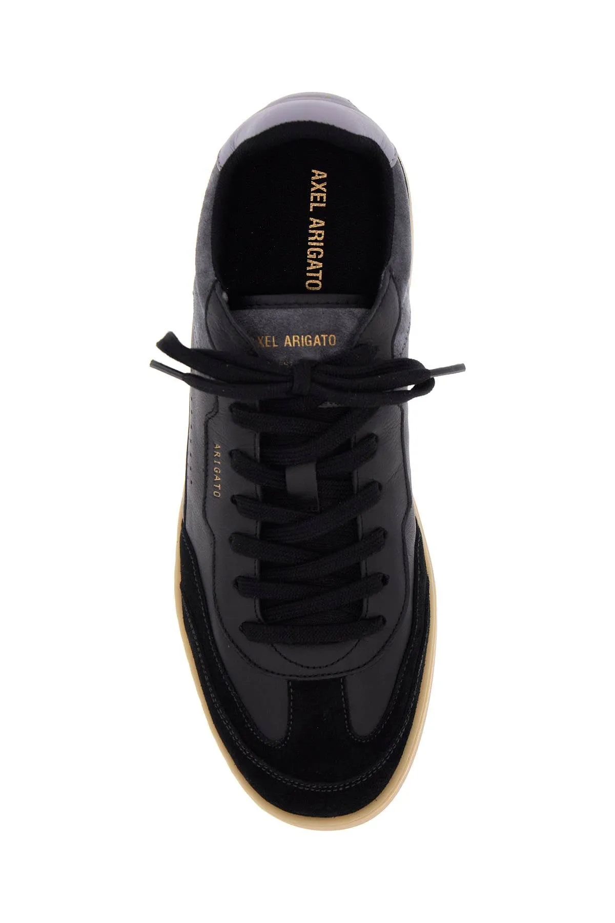 black low sneakers in eco-friendly leather and suede with beige sole F3032002 BLACK GUM
