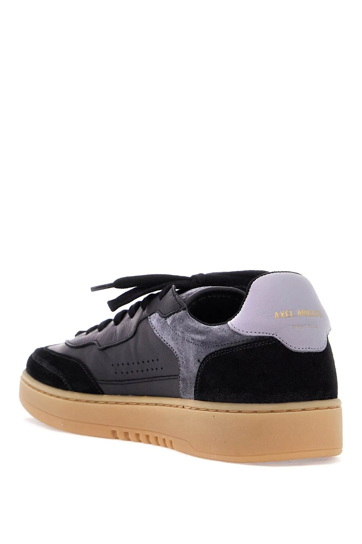 black low sneakers in eco-friendly leather and suede with beige sole F3032002 BLACK GUM