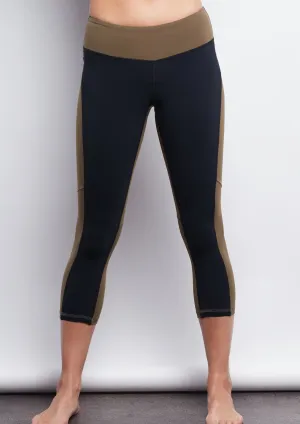 Black/Olive Two-Tone Crop Legging