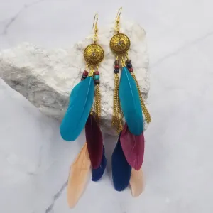 Boho Feather Chain Fringe Earrings