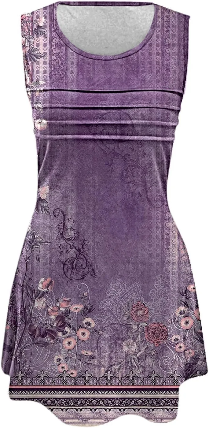 Boho Summer Dresses for Women Womens with Pockets Summer Casual Tank Dress Sleeveless Midi Beach Dress Linen Dress