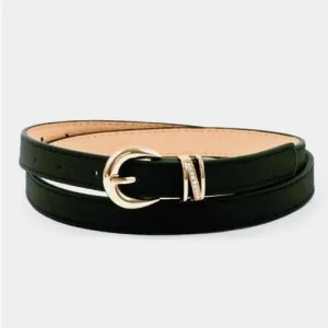 Buckle accent stitch belt