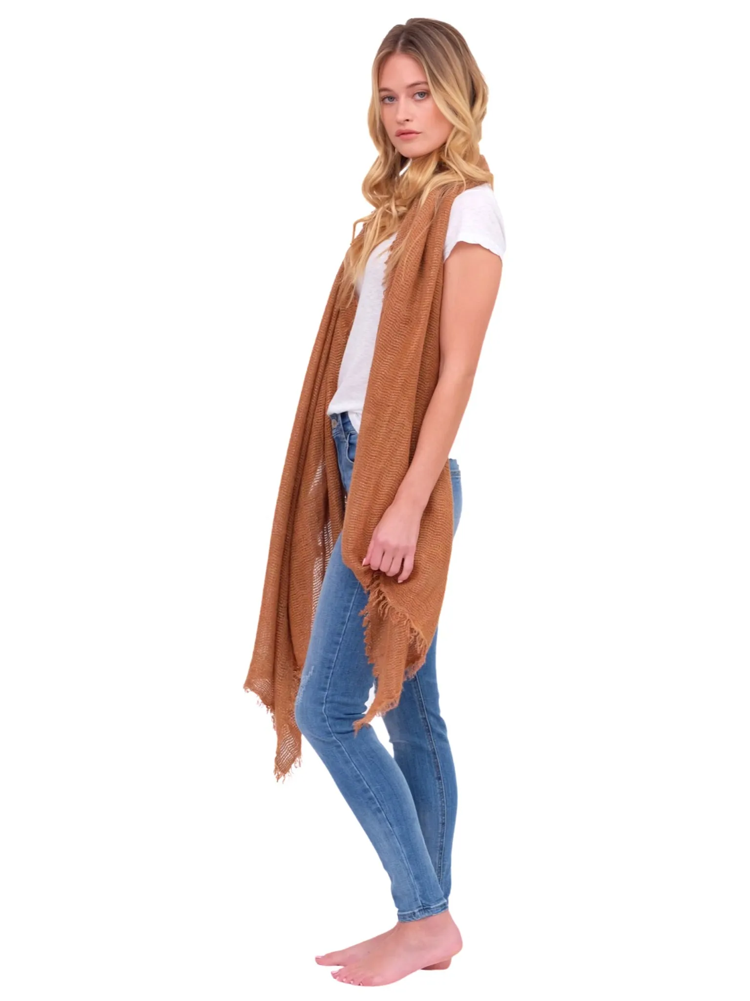 Caramel Scarf with Metallic Details