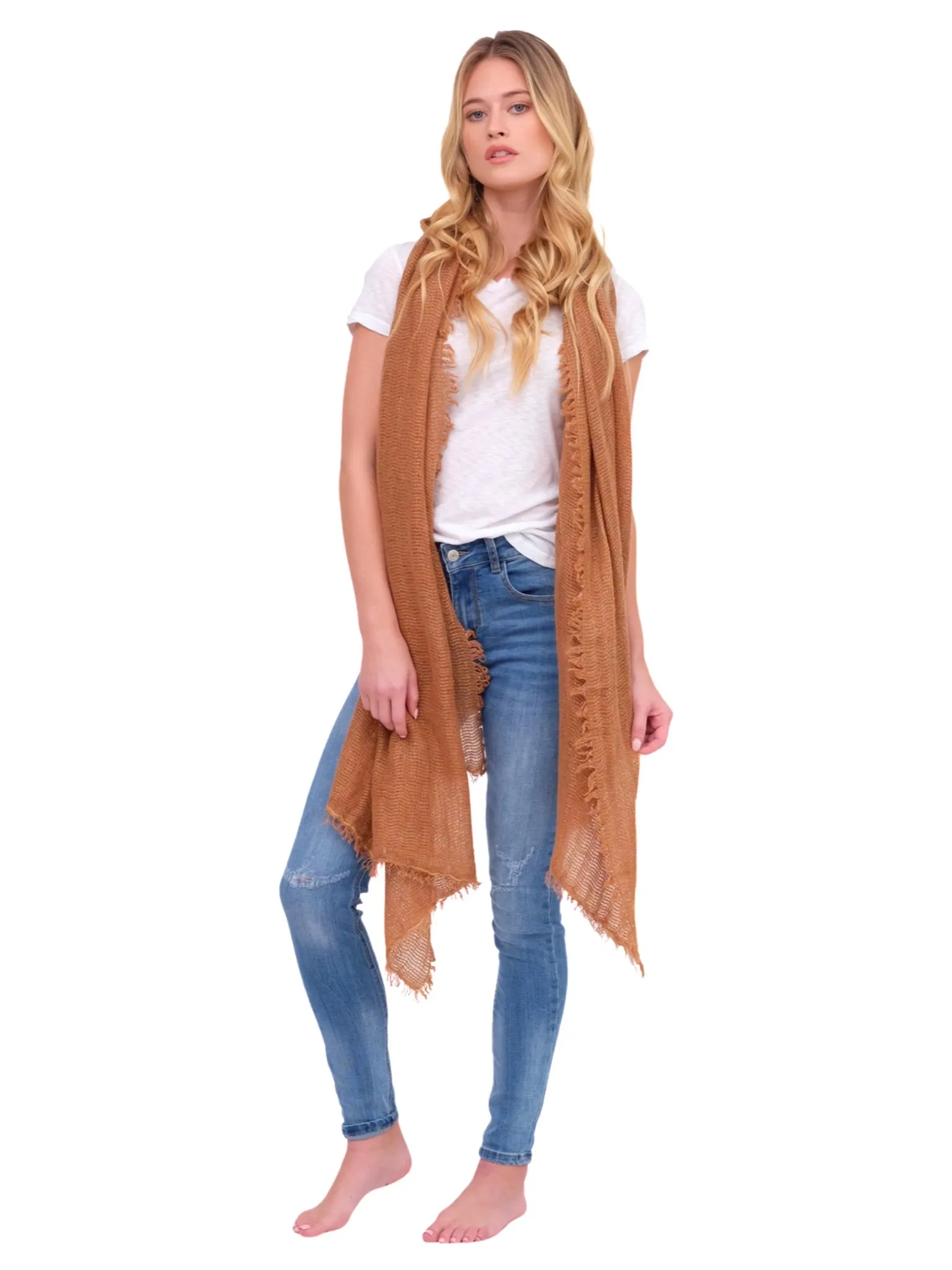 Caramel Scarf with Metallic Details