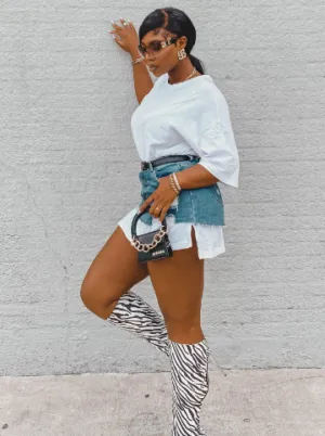 Casual Summer Denim Combination Skirt Women Clothing without Belt Two Piece Suit