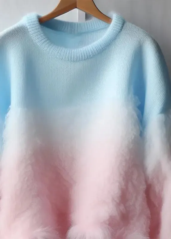 Chic Gradient Color Fluffy  Cozy Cotton Knit Sweaters Fall ML3240