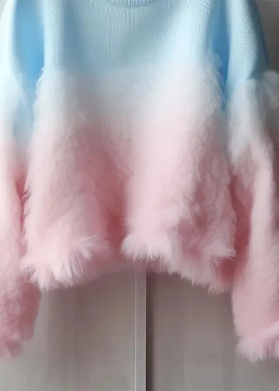 Chic Gradient Color Fluffy  Cozy Cotton Knit Sweaters Fall ML3240