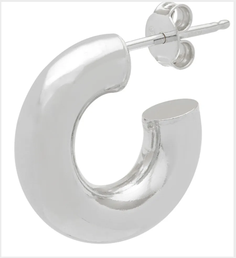 Chunky Small Silver Hoops (Butterfly   Post)