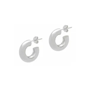 Chunky Small Silver Hoops (Butterfly   Post)