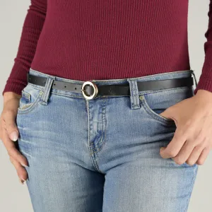 Circle Buckle Skinny Belt