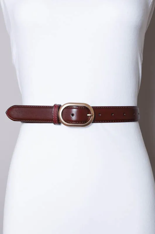 Classic Oval Buckle Belt - Brown