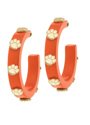 Clemson Tigers Resin Logo Hoop Earrings