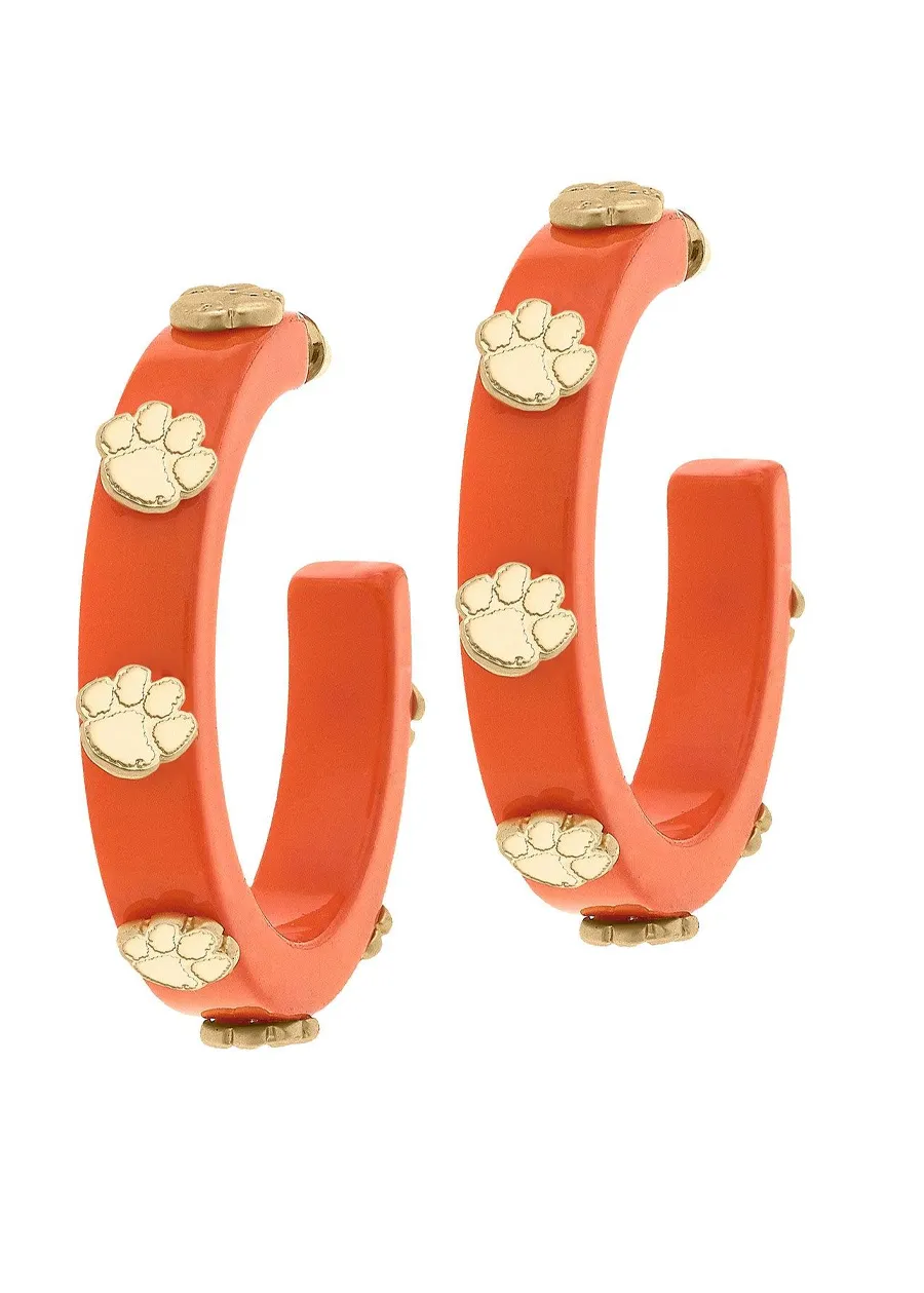 Clemson Tigers Resin Logo Hoop Earrings