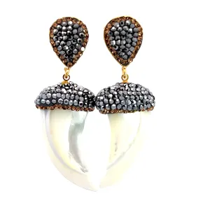 Cultured Pearl Horn Earrings