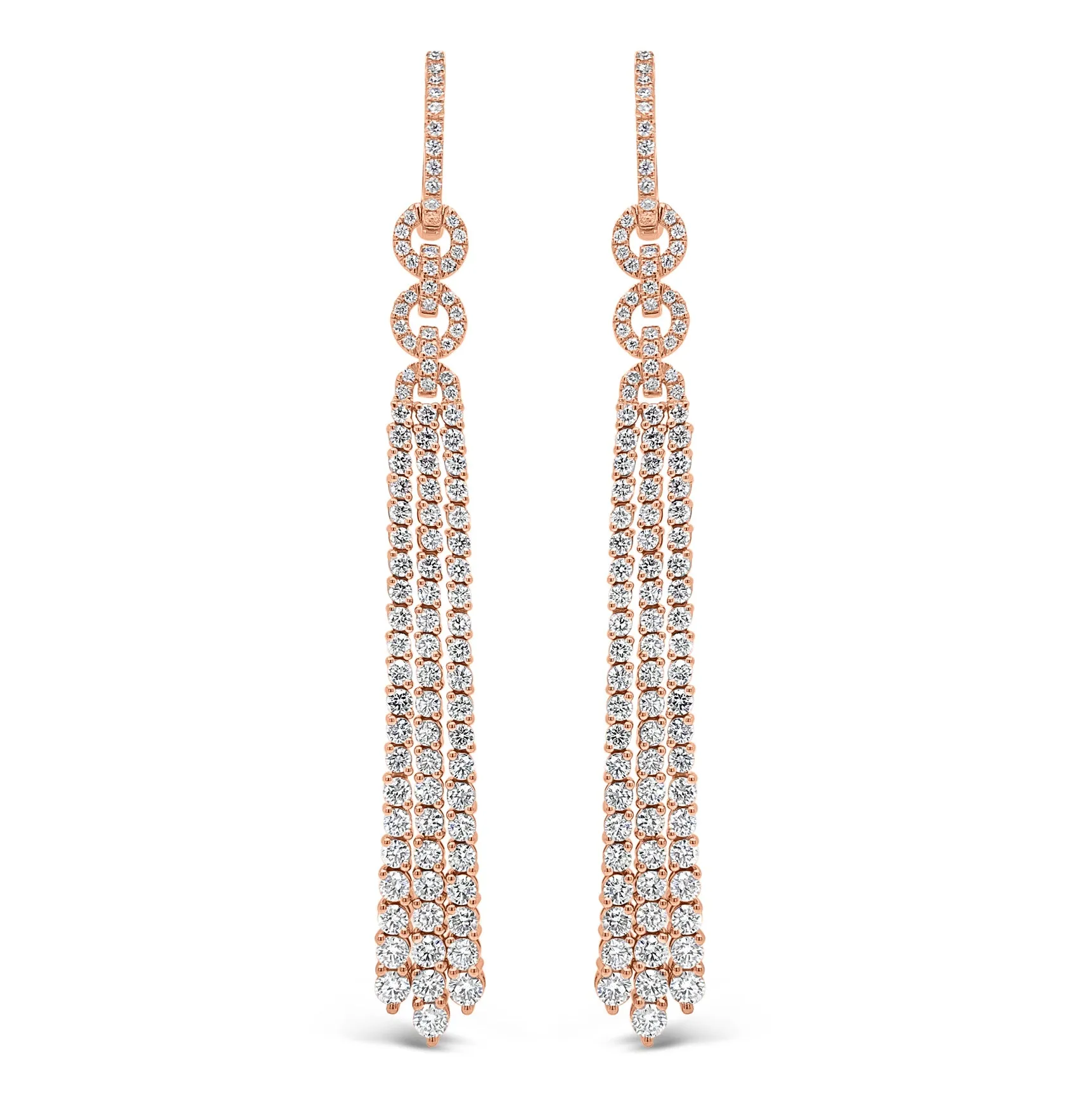 Diamond Double Link Tassel Earrings
