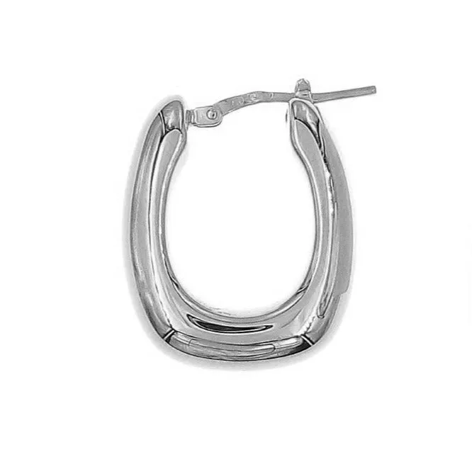Electroform Oval Hoop Earrings - Silver