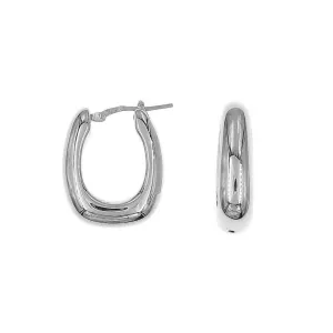 Electroform Oval Hoop Earrings - Silver