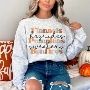 Flannels Pumpkins and Bonfires Sweatshirt - Fall Sweatshirt - Sizes S to 5XL