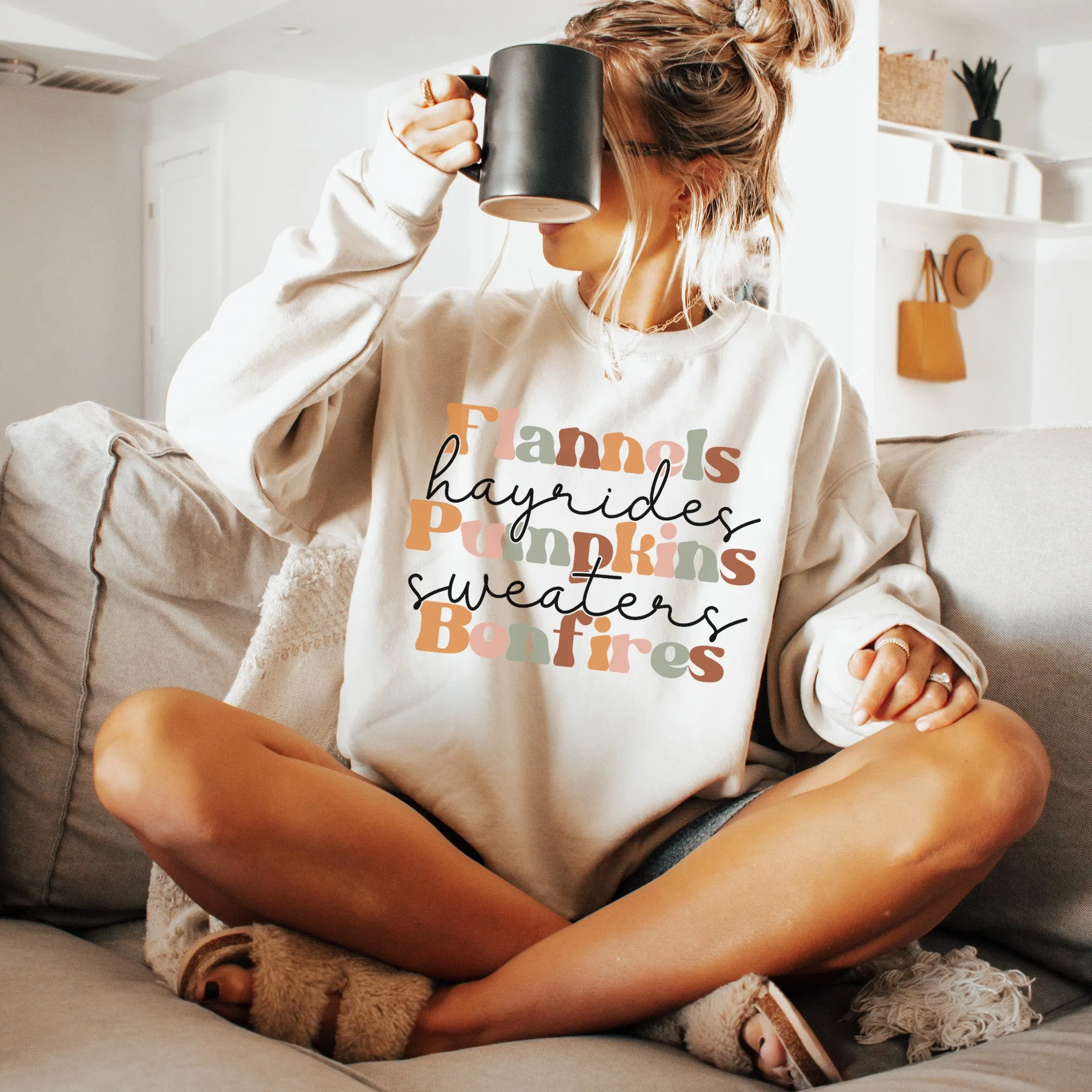 Flannels Pumpkins and Bonfires Sweatshirt - Fall Sweatshirt - Sizes S to 5XL